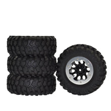 Load image into Gallery viewer, Axial SCX10 D90 Tamiya CC-01 96mm 1.9&quot; Rubber Tires &amp; Metal Beadlock Wheel Rims
