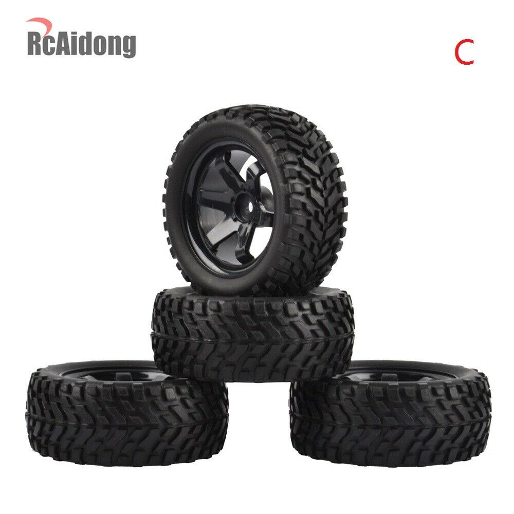 4X 1/10 RC Rally Tires Rubber Off-road Tyres Wheel Rim Tamiya M05 HSP 1/16 Car