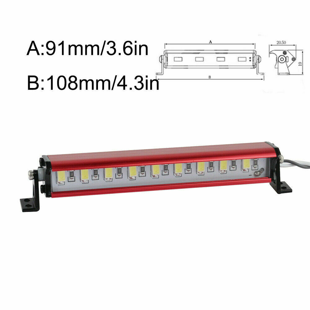RC Crawler Super Bright LED Roof Light Lamp Bar for Axial SCX10/SCX10 III Traxxas TRX-4 Jeep Defender 1:10 Car